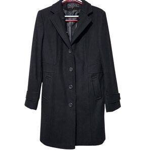 Giacca Wool Blend Coat Size Medium Black With Pockets 4 Front Buttons